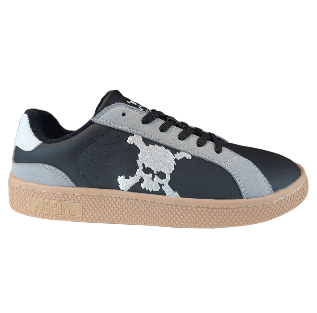 Zapatilla Barefoot Tokyo Skull Black/Gray Suede/White/Light Tan/Beige Patch