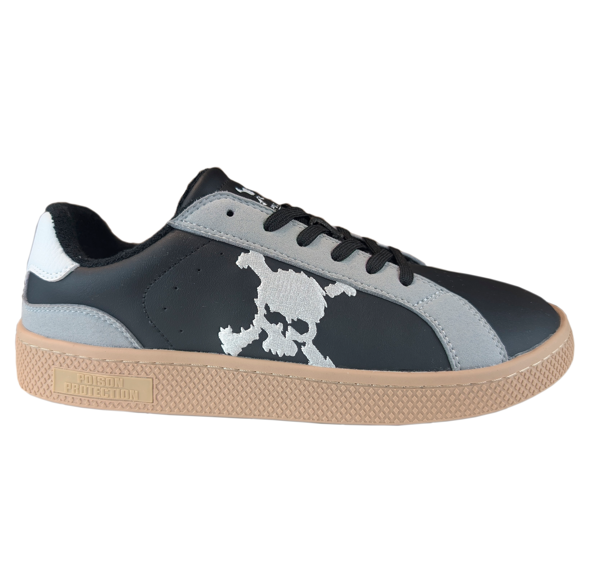Zapatilla Barefoot Tokyo Skull Black/Gray Suede/White/Light Tan/Beige Patch