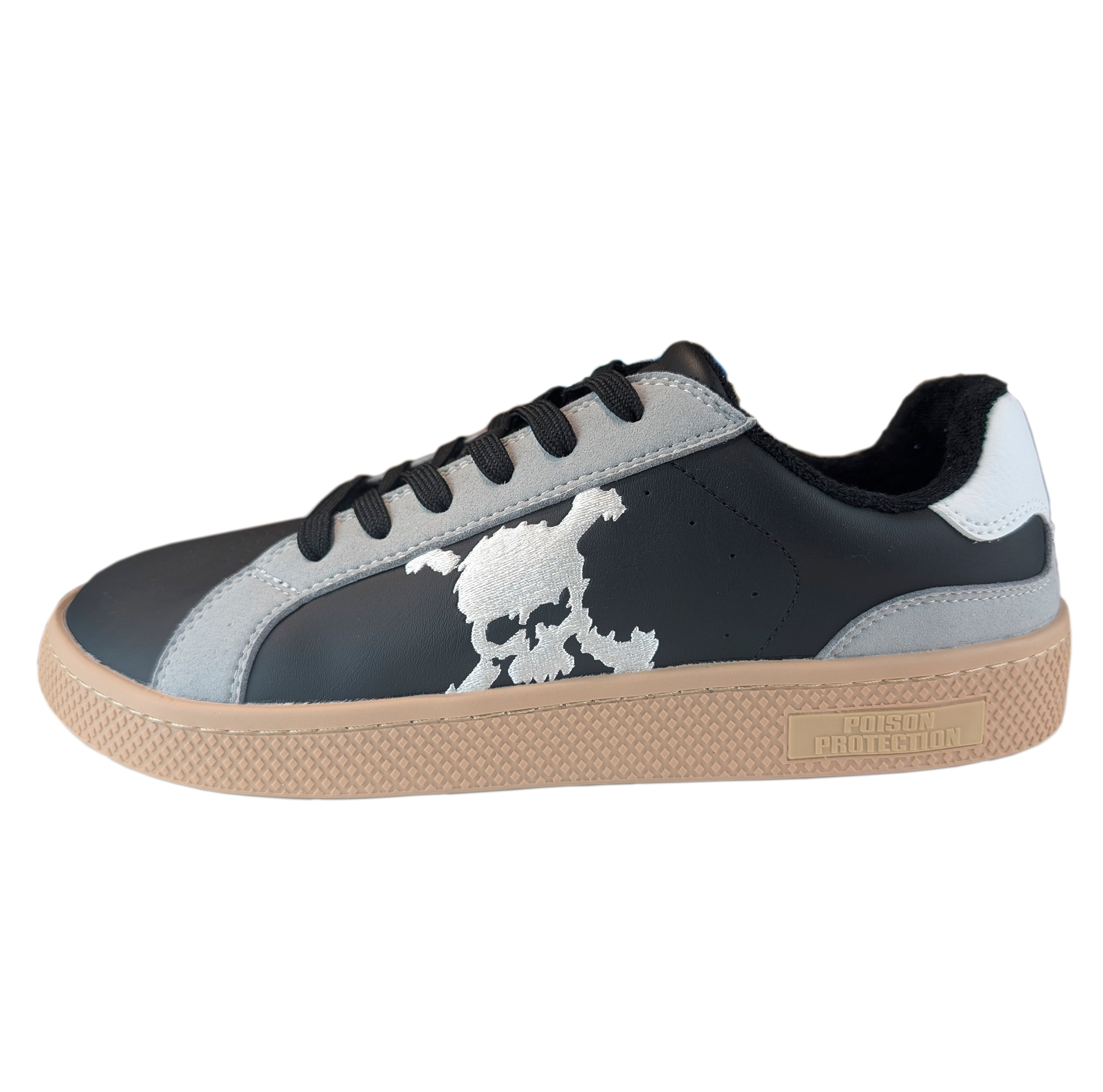 Zapatilla Barefoot Tokyo Skull Black/Gray Suede/White/Light Tan/Beige Patch