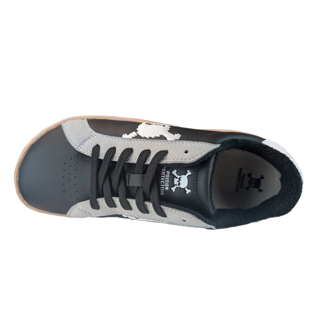 Zapatilla Barefoot Tokyo Skull Black/Gray Suede/White/Light Tan/Beige Patch