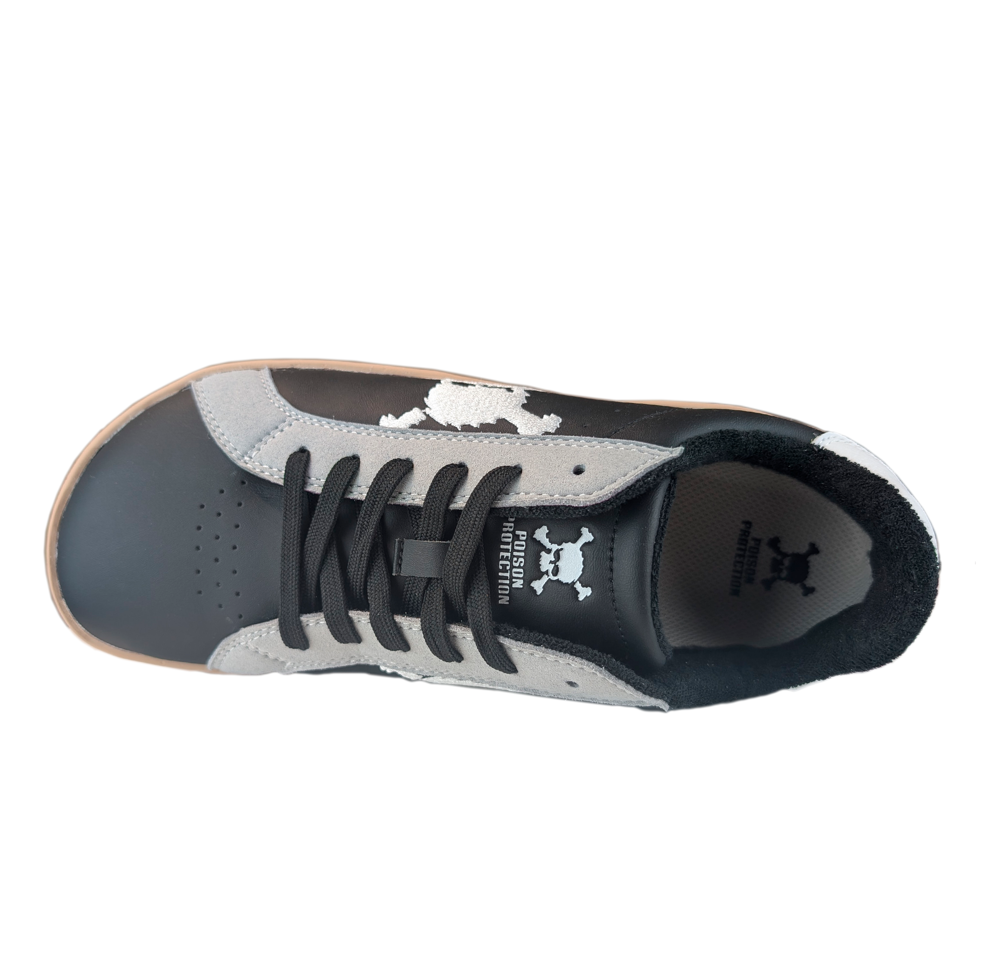 Zapatilla Barefoot Tokyo Skull Black/Gray Suede/White/Light Tan/Beige Patch