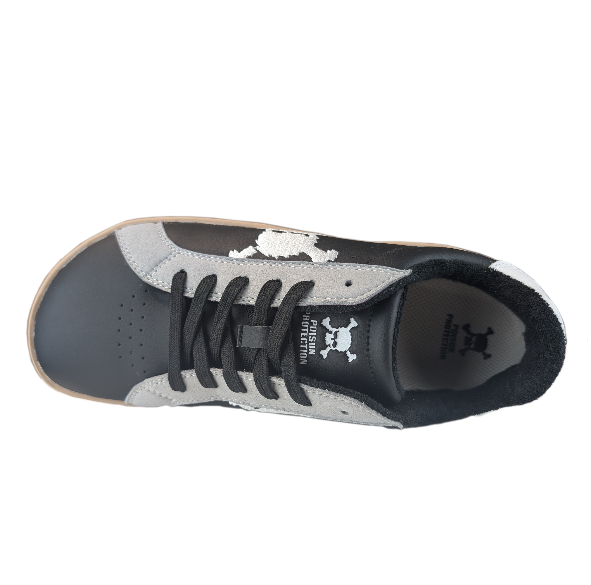Zapatilla Barefoot Tokyo Skull Black/Gray Suede/White/Light Tan/Beige Patch