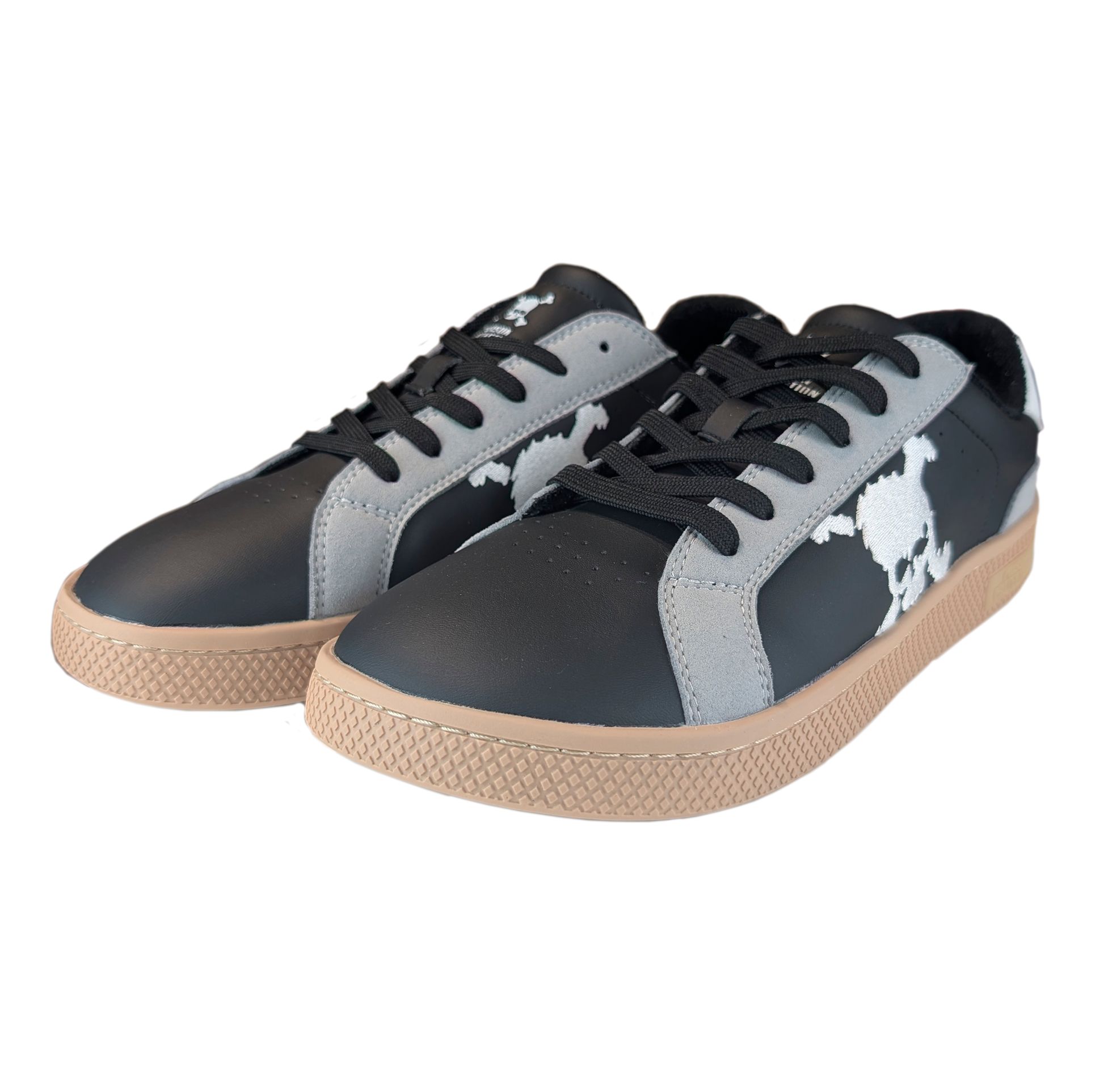 Zapatilla Barefoot Tokyo Skull Black/Gray Suede/White/Light Tan/Beige Patch