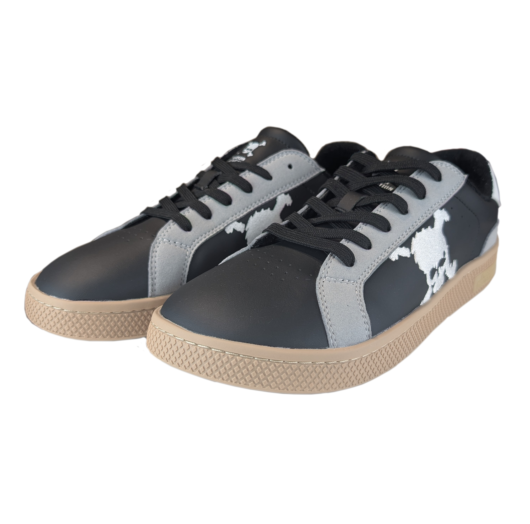 Zapatilla Barefoot Tokyo Skull Black/Gray Suede/White/Light Tan/Beige Patch