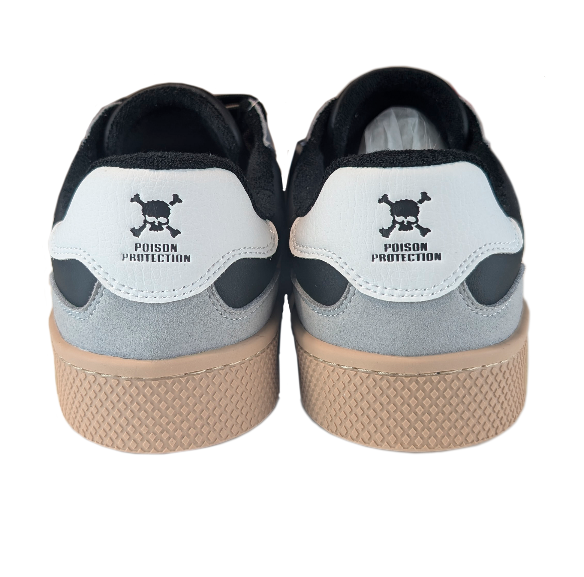 Zapatilla Barefoot Tokyo Skull Black/Gray Suede/White/Light Tan/Beige Patch