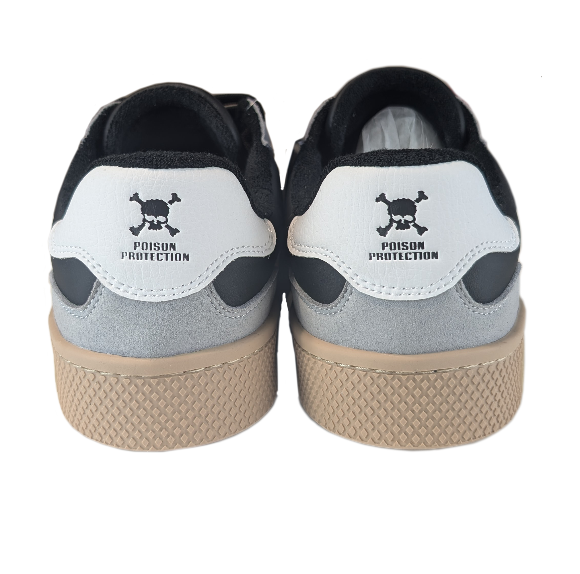 Zapatilla Barefoot Tokyo Skull Black/Gray Suede/White/Light Tan/Beige Patch