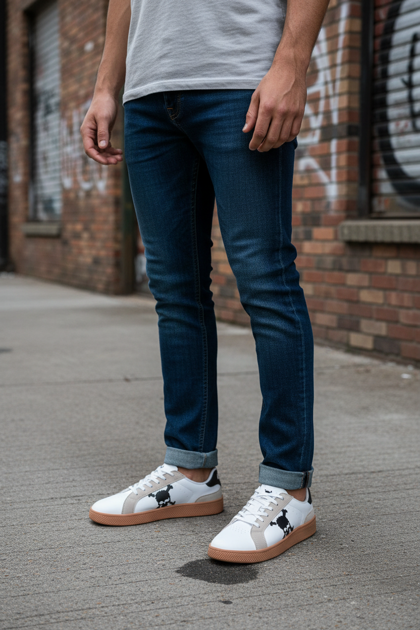 Zapatilla Barefoot Tokyo Skull White/Beige Suede/Black/Gum Brown