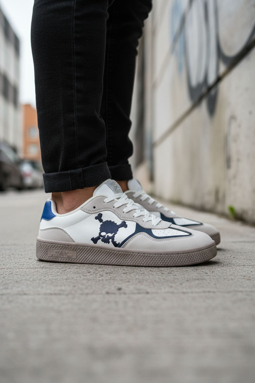 Zapatilla Barefoot Paris Skull White/Light Gray/Blue/Black/Brown